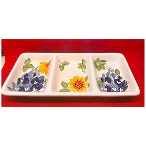 3 Compartment Ceramic Divided Serving Tray Party Home Decor by Dining Style